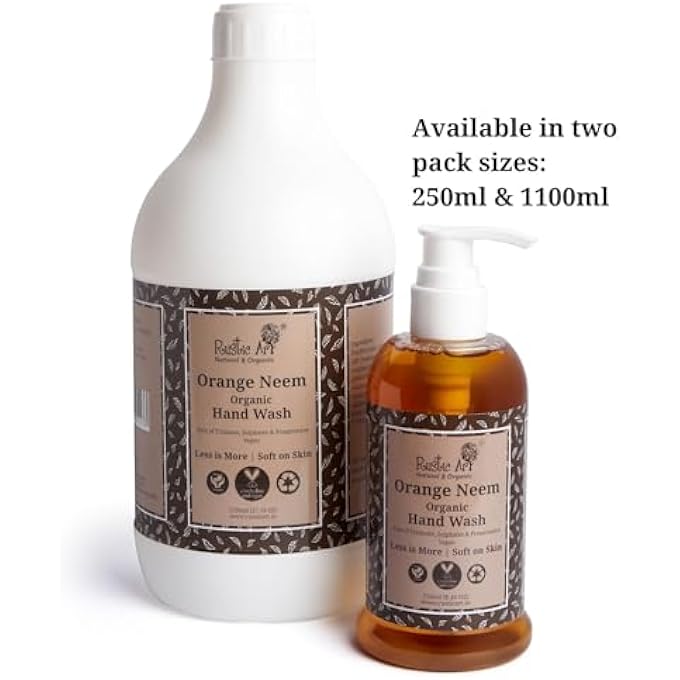 Rustic Art ORGANIC ORANGE NEEM HAND WASH | SOAP BASED | LIQUID REFILL PACK | 1100ML (1100ML) - Image 4